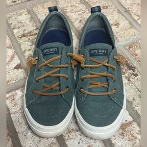 Sperry Top-SiderOlive Canvas Shoes with Tan Laces Slide On Size 7.5